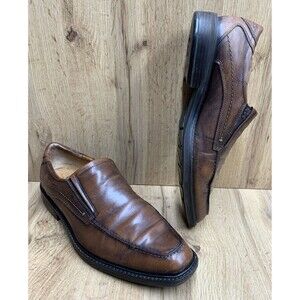 Ecco Windsor Loafers Men Size 13 US 47 EU Brown Leather Apron Toe Slip On Shoes